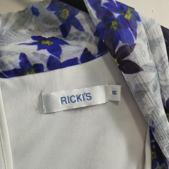 Sz 16 Ricki's Floral High Collar A-line Dress - Picture 3 of 8